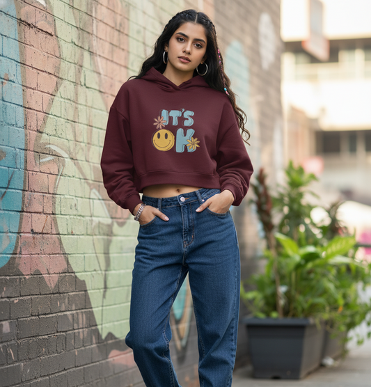 Its ok Female Cropped Hoodie