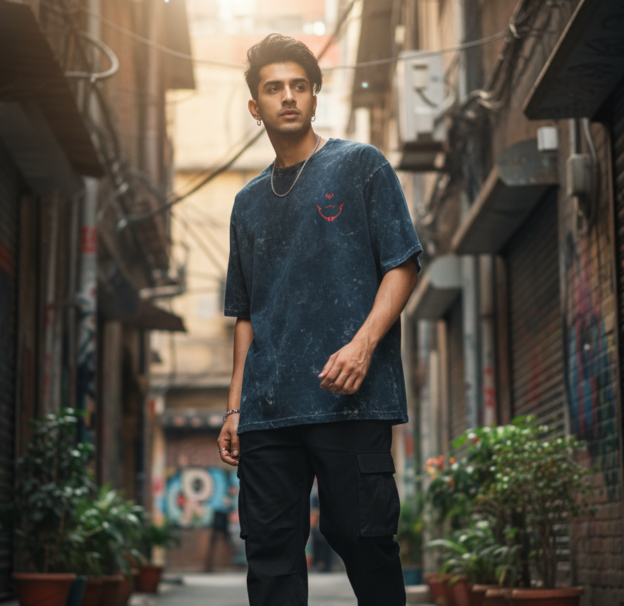 Sukuna Acid Washed Oversized Tee