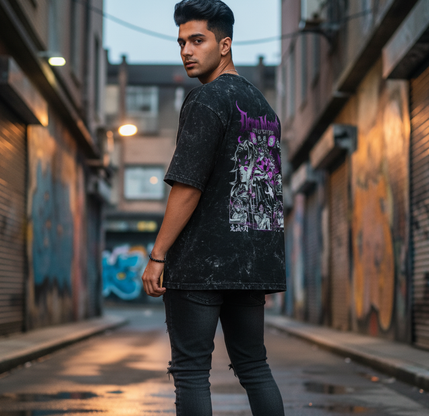 Kokushibo Acid Washed Oversized Tee